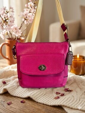 Coach Park Swingpack Magenta Leather Crossbody Turnlock Flap Bag F49872